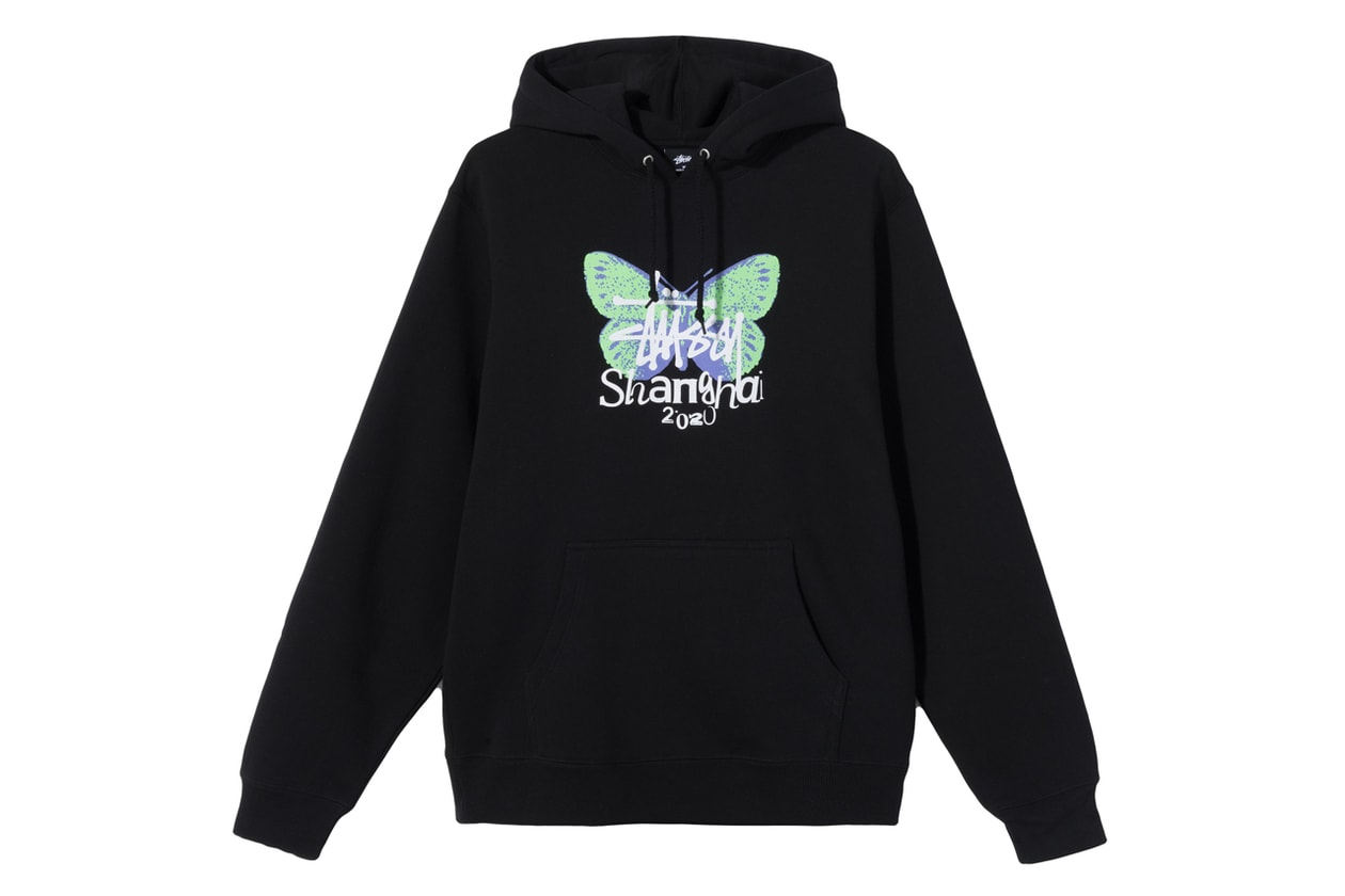 stussy shanghai chapter store exclusive apparel collection t shirt hoodie butterflies jade dice official release date info photos price store list buying guide