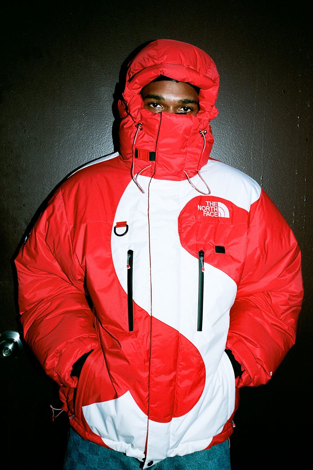 supreme x north face red jacket