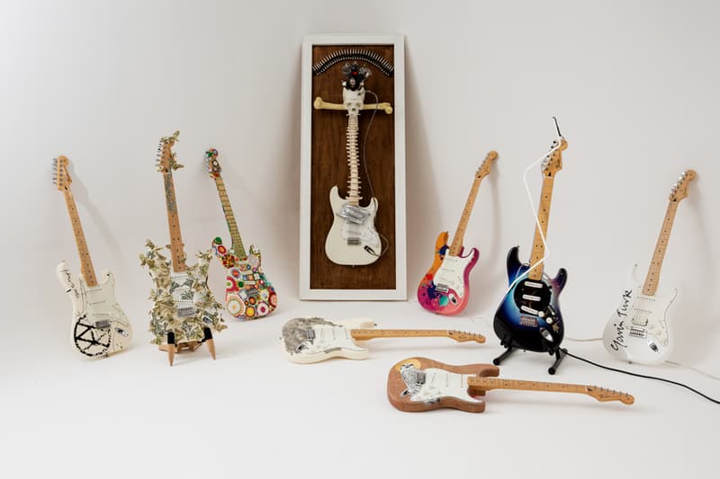 fender stratocaster guitars big art auction vhils james reid gavin turk