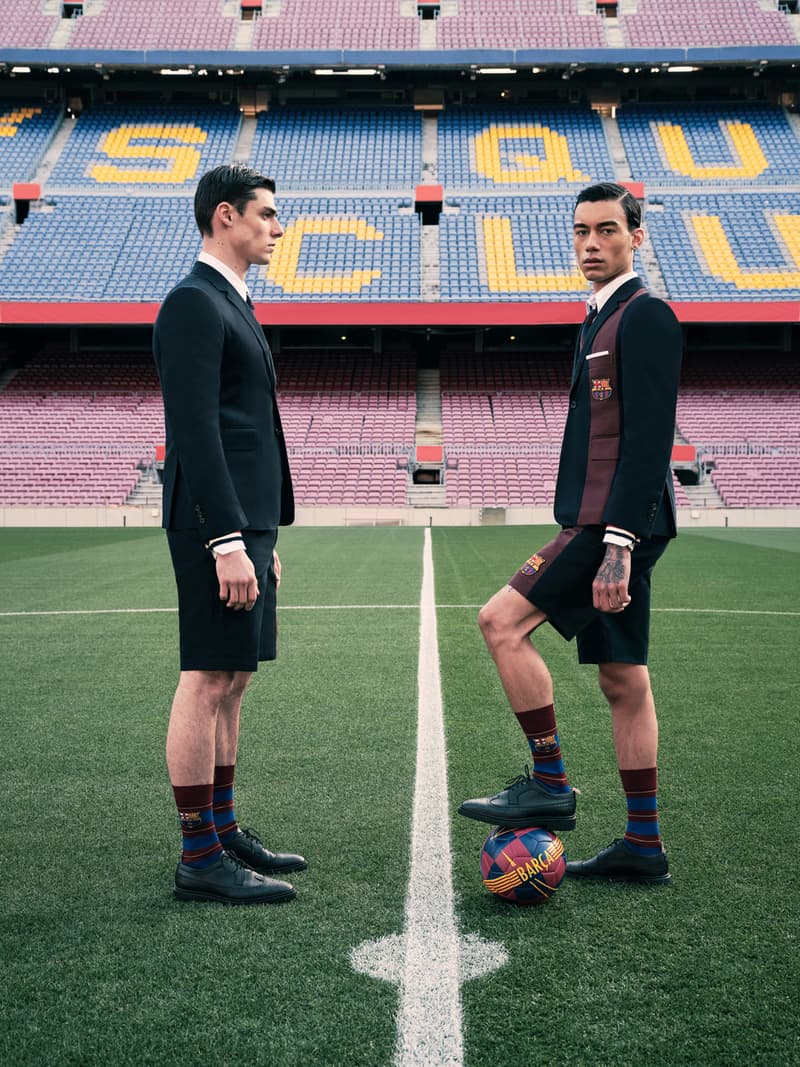 Thom Browne for FC Barcelona Barca Foundation Capsule collaboration collection release date info buy football blazer scarf football charity