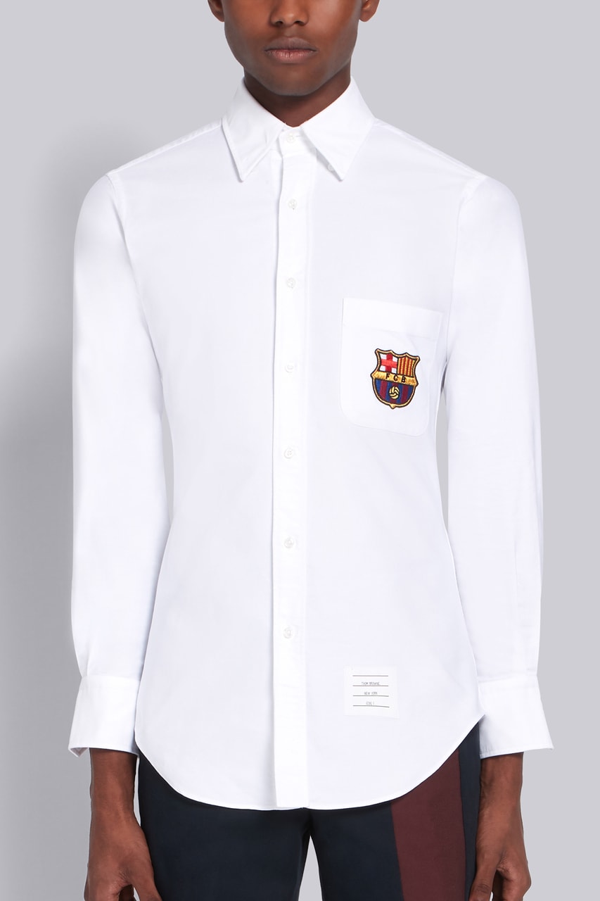 Thom Browne for FC Barcelona Barca Foundation Capsule collaboration collection release date info buy football blazer scarf football charity