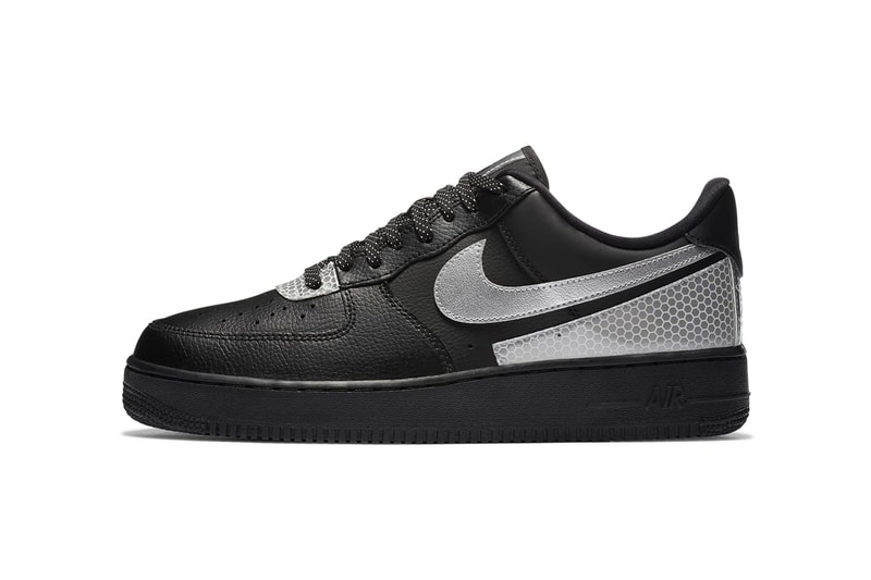 3M x Nike Air Force 1 '07 LV8 "Summit White/Black/Summit White" CT2299-100 "Black/Metallic Silver" CT2299-001 AF1 Swoosh Light Up Shiny Reflective Limited Edition Collaboration Drop Date Release Information Closer First Look Sportswear B-Ball