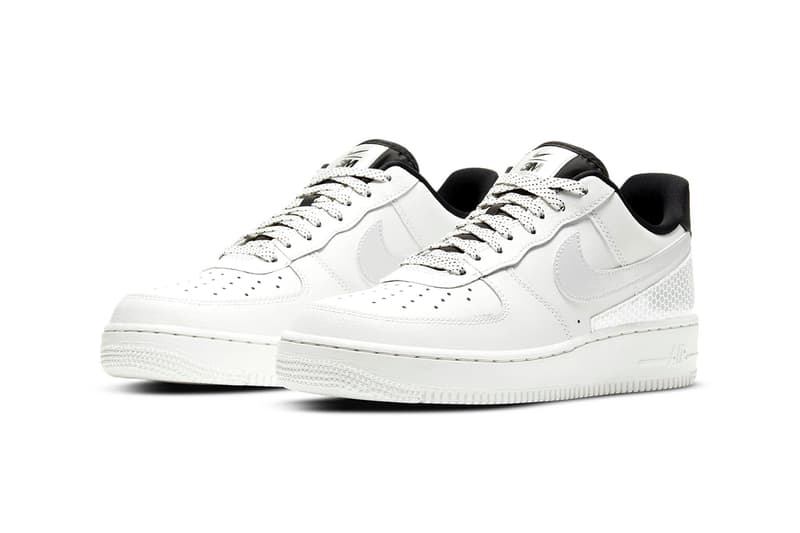 3M x Nike Air Force 1 '07 LV8 "Summit White/Black/Summit White" CT2299-100 "Black/Metallic Silver" CT2299-001 AF1 Swoosh Light Up Shiny Reflective Limited Edition Collaboration Drop Date Release Information Closer First Look Sportswear B-Ball