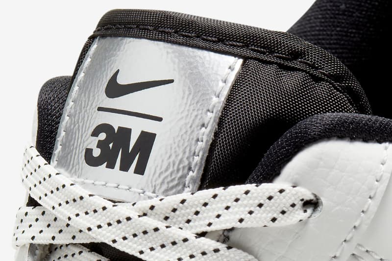 3M x Nike Air Force 1 '07 LV8 "Summit White/Black/Summit White" CT2299-100 "Black/Metallic Silver" CT2299-001 AF1 Swoosh Light Up Shiny Reflective Limited Edition Collaboration Drop Date Release Information Closer First Look Sportswear B-Ball