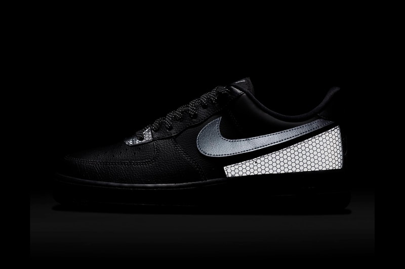 3M x Nike Air Force 1 '07 LV8 "Summit White/Black/Summit White" CT2299-100 "Black/Metallic Silver" CT2299-001 AF1 Swoosh Light Up Shiny Reflective Limited Edition Collaboration Drop Date Release Information Closer First Look Sportswear B-Ball