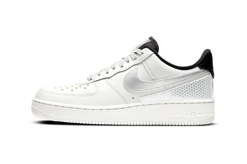 3M x Nike Air Force 1 '07 LV8 "Summit White/Black/Summit White" CT2299-100 "Black/Metallic Silver" CT2299-001 AF1 Swoosh Light Up Shiny Reflective Limited Edition Collaboration Drop Date Release Information Closer First Look Sportswear B-Ball