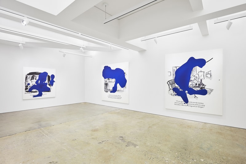 "Richard Prince: Cartoon Jokes" at Nahmad Contemporary exhibition blue ripples history early painting appropriation
