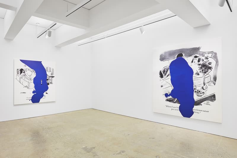 "Richard Prince: Cartoon Jokes" at Nahmad Contemporary exhibition blue ripples history early painting appropriation