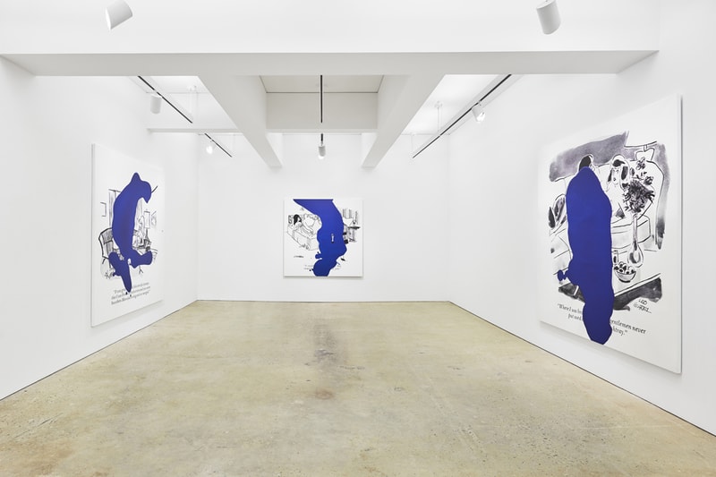 "Richard Prince: Cartoon Jokes" at Nahmad Contemporary exhibition blue ripples history early painting appropriation