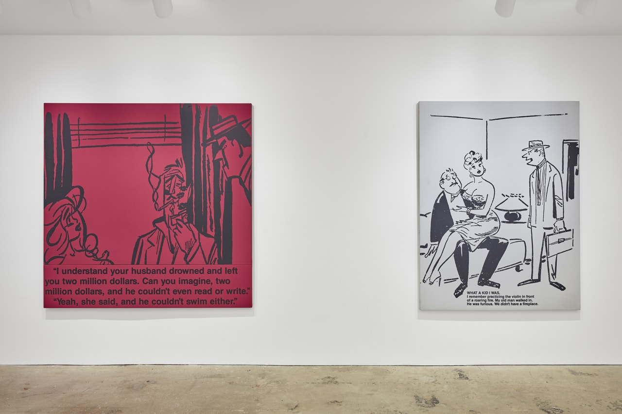 "Richard Prince: Cartoon Jokes" at Nahmad Contemporary exhibition blue ripples history early painting appropriation