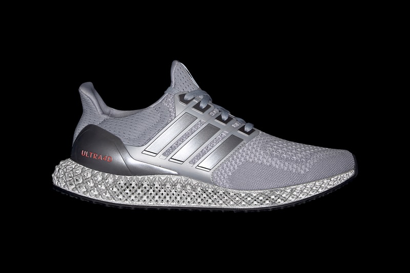 adidas Ultra4D Halo Silver / Silver Metallic / Solar Red Release Information Drop Date Closer First Look Sneaker Light Oxygen Resin Technology Printed Sole Unit BOOST OG Shoe Trainer Footwear FX7753
