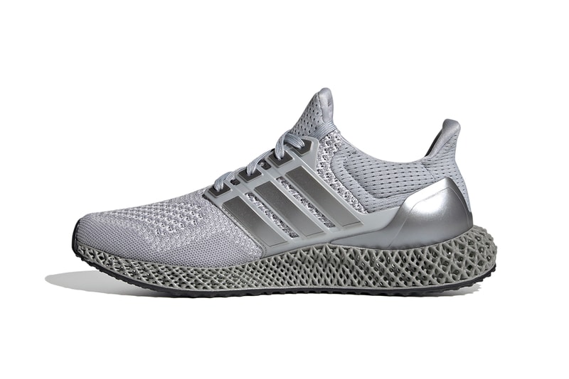 adidas Ultra4D Halo Silver / Silver Metallic / Solar Red Release Information Drop Date Closer First Look Sneaker Light Oxygen Resin Technology Printed Sole Unit BOOST OG Shoe Trainer Footwear FX7753