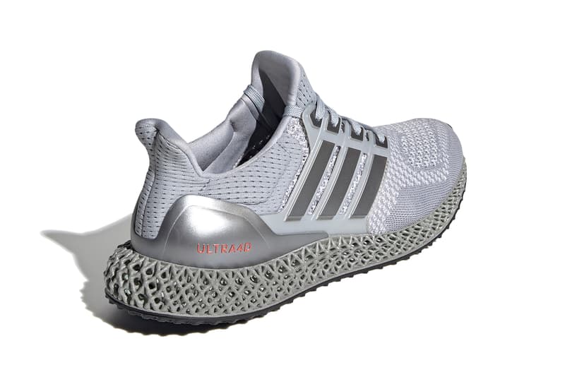 adidas Ultra4D Halo Silver / Silver Metallic / Solar Red Release Information Drop Date Closer First Look Sneaker Light Oxygen Resin Technology Printed Sole Unit BOOST OG Shoe Trainer Footwear FX7753