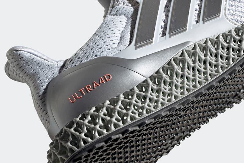 adidas Ultra4D Halo Silver / Silver Metallic / Solar Red Release Information Drop Date Closer First Look Sneaker Light Oxygen Resin Technology Printed Sole Unit BOOST OG Shoe Trainer Footwear FX7753