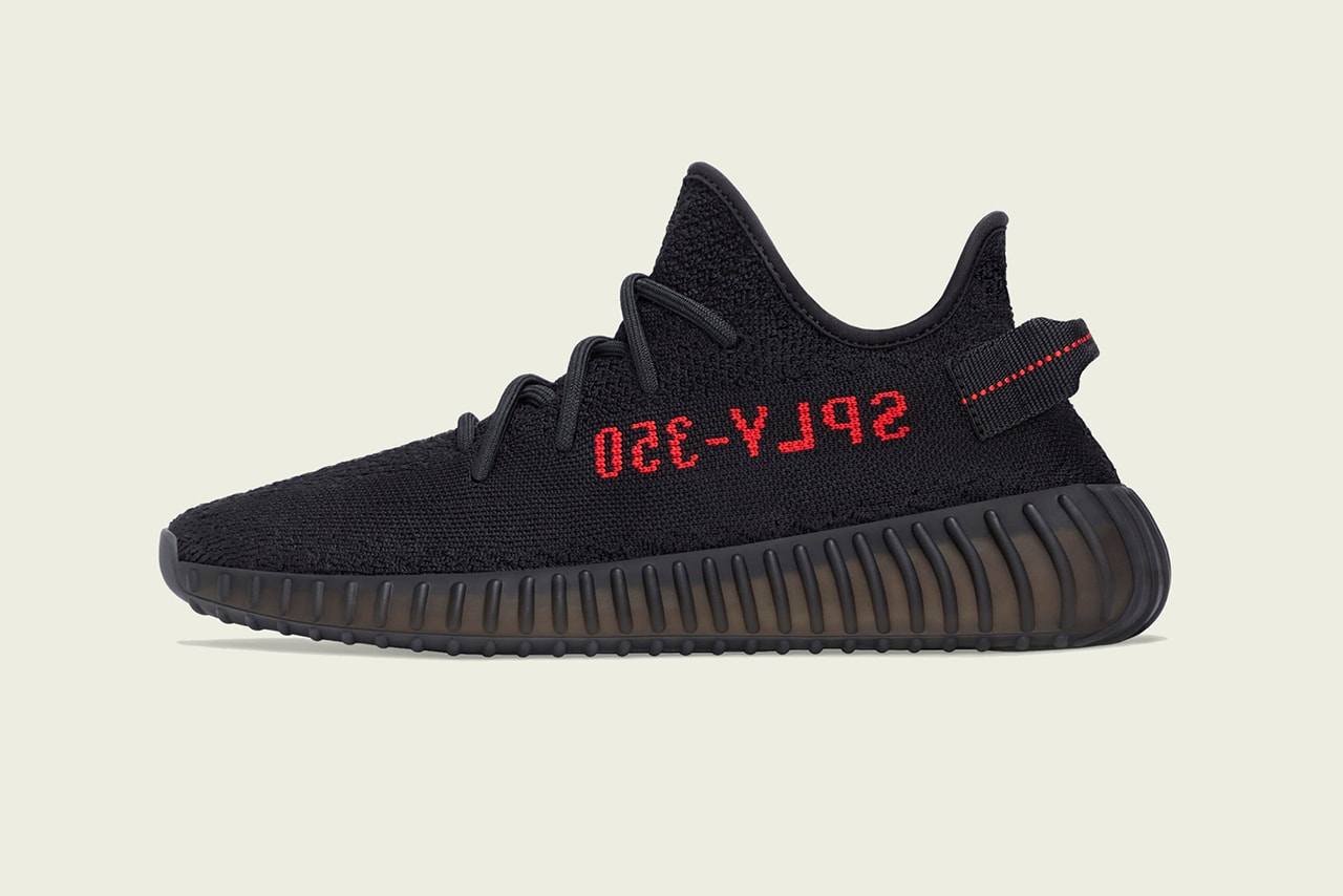 adidas YEEZY BOOST 350 V2 "Black/Red" Re-Release Drop Date December 5 Sizes Adults Kids Infants Release Information 'Ye Kanye West Three Stripes Bred "SPLY-350"