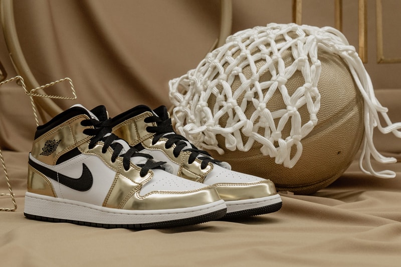 air jordan brand 1 mid metallic gold black white DC1419 700 official release date info photos price store list buying guide