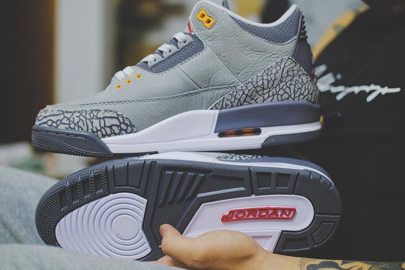 air jordan brand 3 cool grey silver light graphite orange peel sport red CT8532 012 2021 official release date info photos price store list buying guide