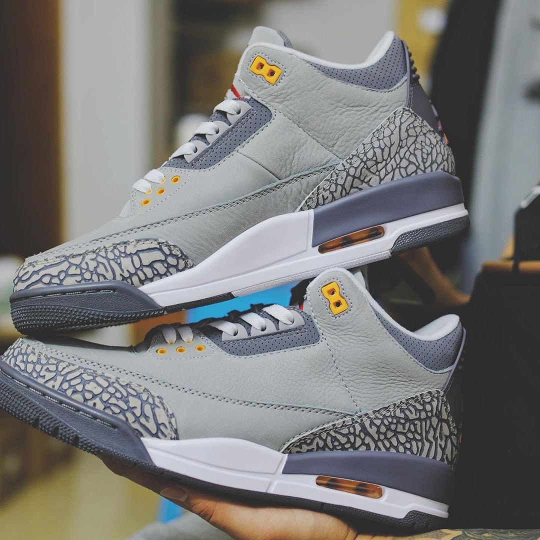 air jordan brand 3 cool grey silver light graphite orange peel sport red CT8532 012 2021 official release date info photos price store list buying guide