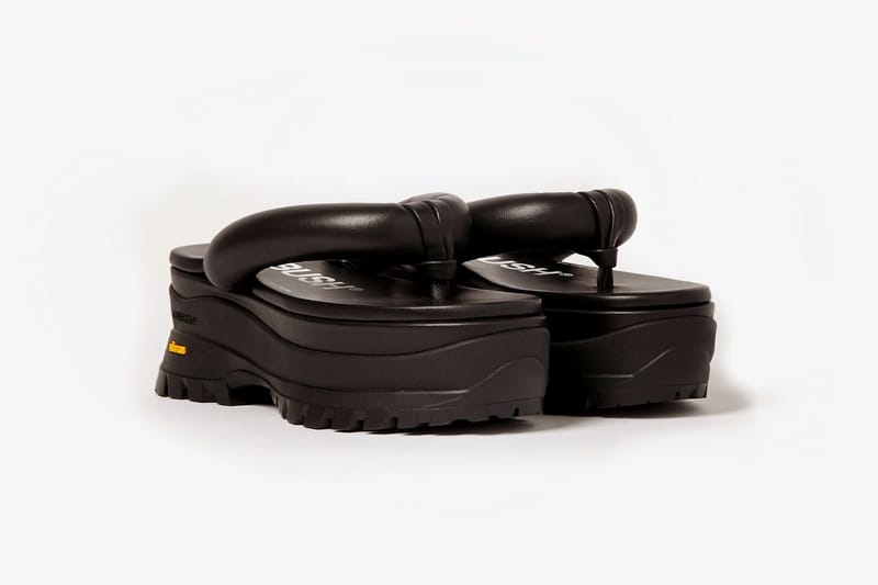 AMBUSH Delivers Luxurious Black Leather GETA SANDALS