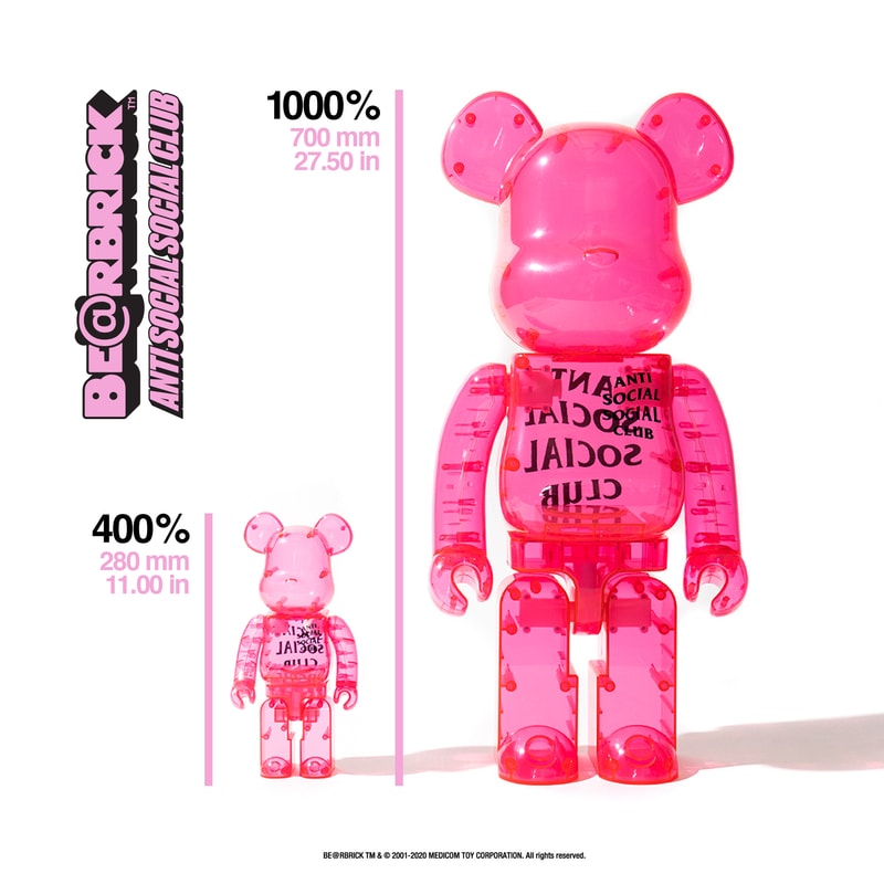 Anti Social Social Club x Medicom Toy BE@RBRICKs collaboration collection hoodies tee shirts release date info buy fall winter 2020 fw20 1000 400 size