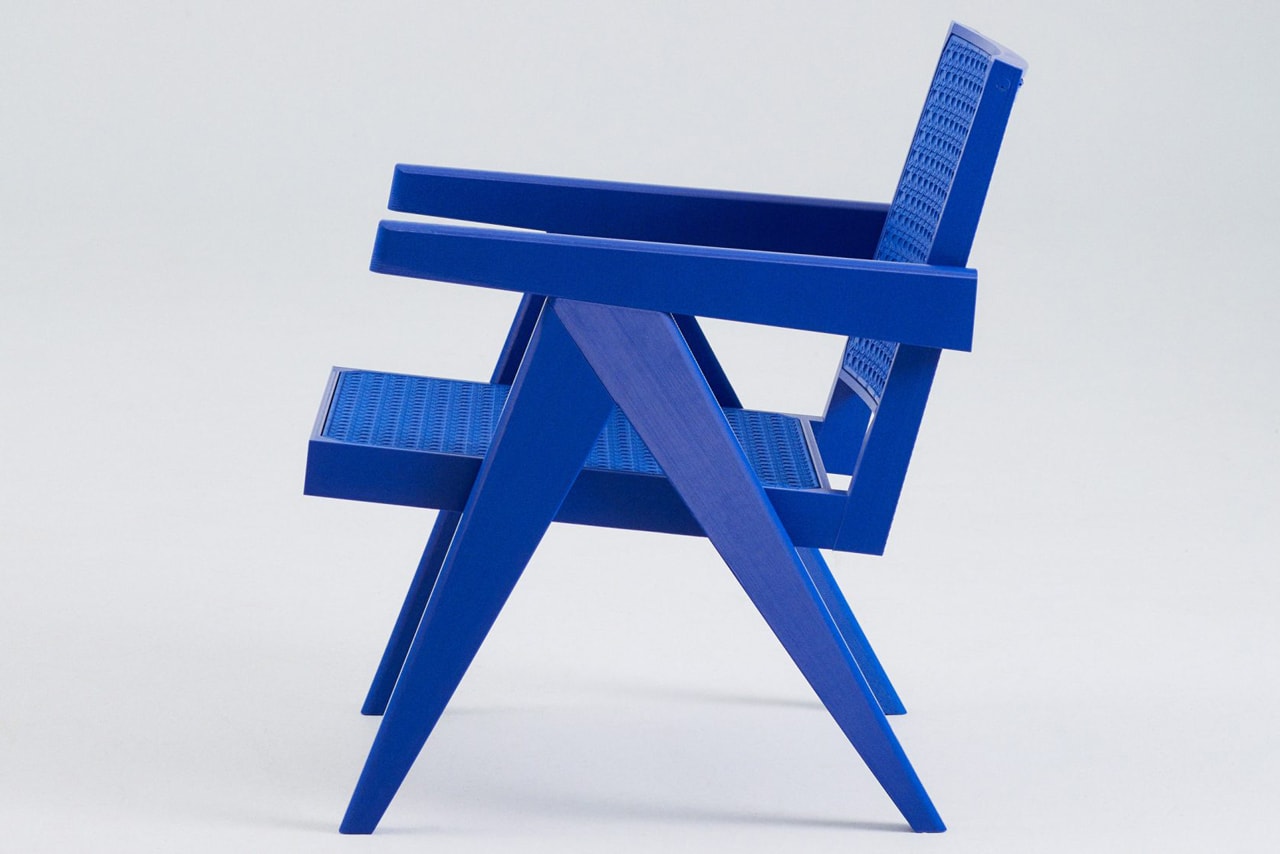 Benjamin Fainlight Pierre Jeanneret easy chair 3d printed packable international klein blue official release date info photos price store list buying guide