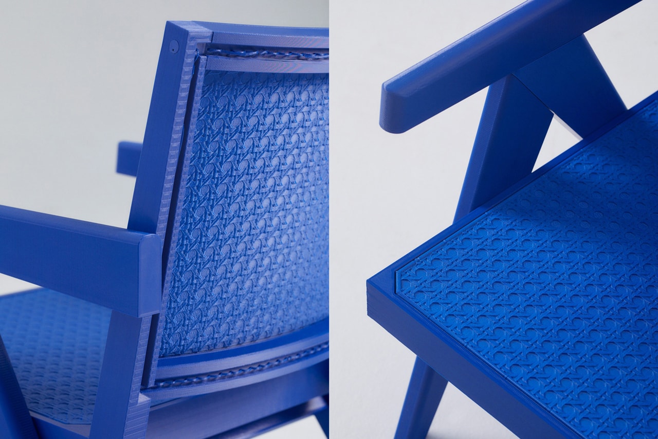 Benjamin Fainlight Pierre Jeanneret easy chair 3d printed packable international klein blue official release date info photos price store list buying guide