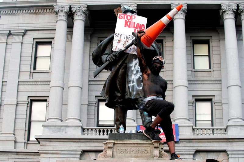 native american woman statue replaces civil war colorado denver black lives matter protests