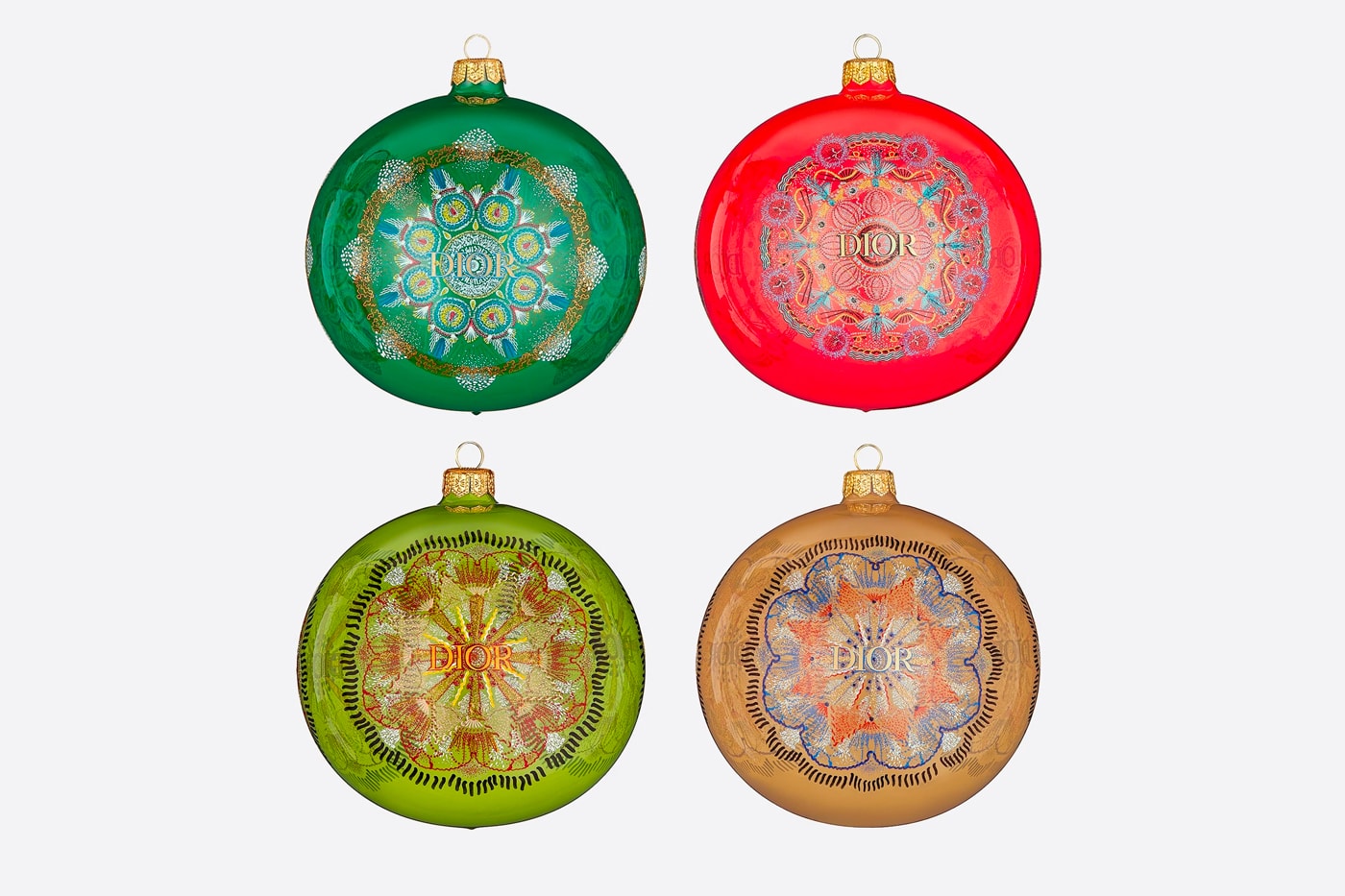 Dior Luminarie Set of 4 Christmas Ornaments Release Maria Grazia Chiuri  Cruise Collection Xmas Luxury Premium Glass Ornaments bulbs 