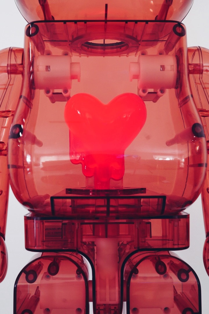 emotionally unavailable medicom toy bearbrick 1000 red light up heart official release raffle date info photos price store list buying guide