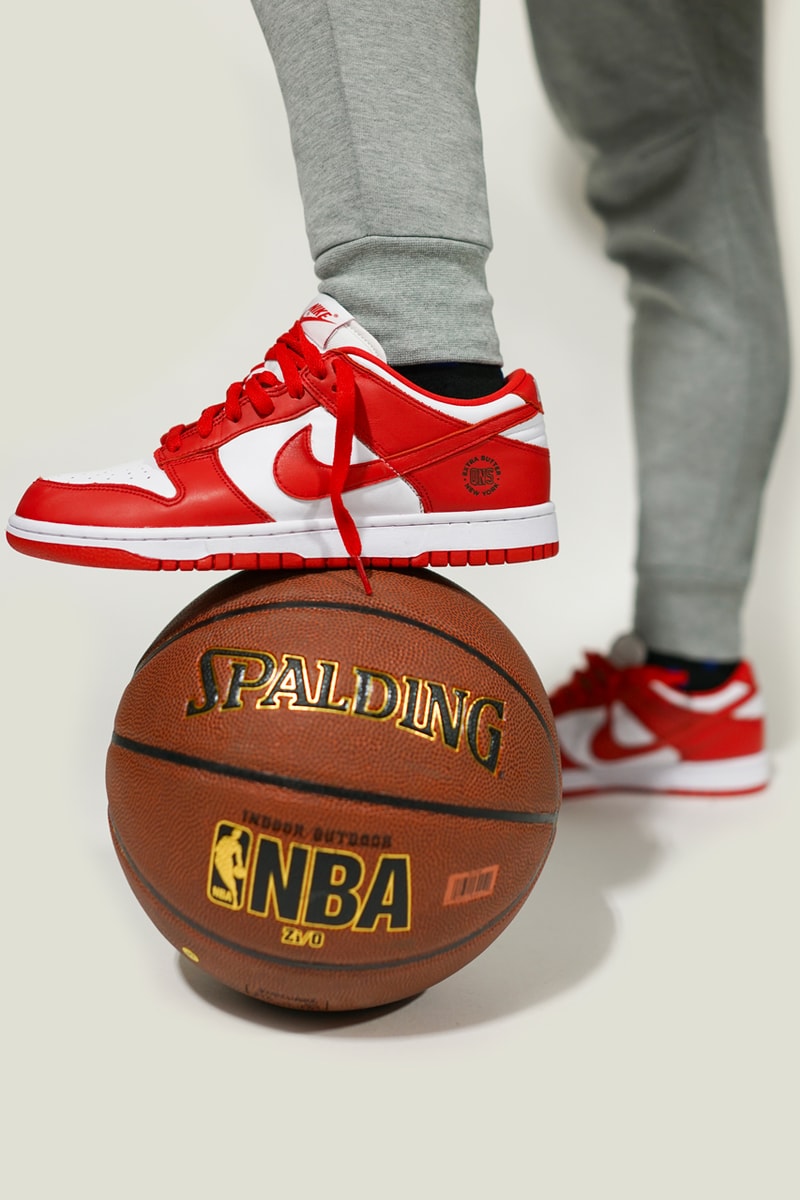 extra butter nike dunk low university red saint johns lasered graphic charity raffle hour children official release date entry info photos price store list buying guide