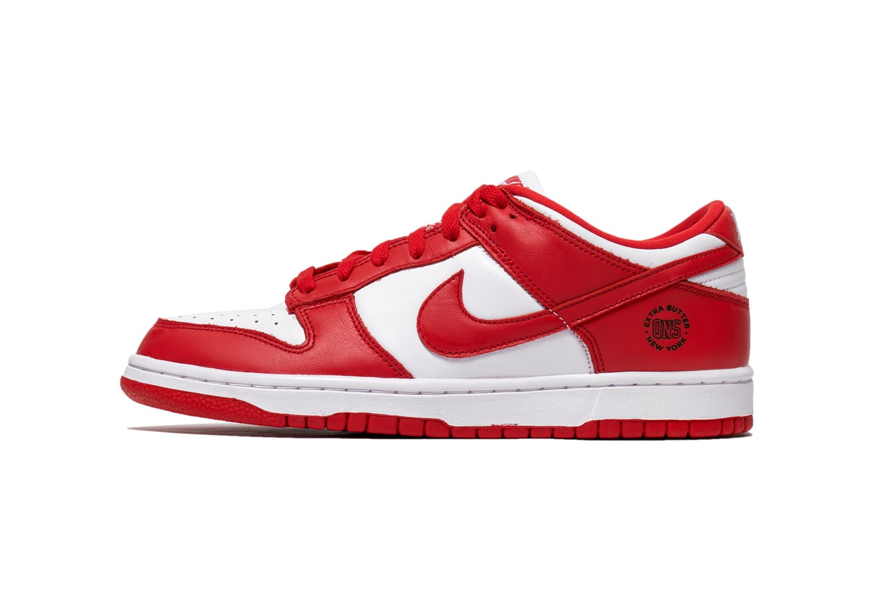 extra butter nike dunk low university red saint johns lasered graphic charity raffle hour children official release date entry info photos price store list buying guide