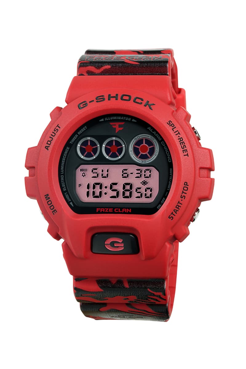 FaZe Clan x G-SHOCK DW-6900 10th Anniversary Watch collaboration timepiece up logo color price release date info buy store website