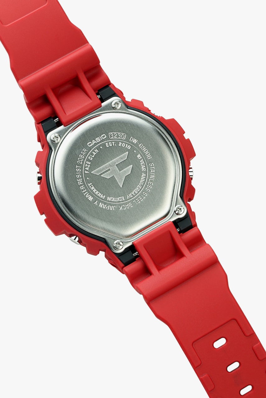 FaZe Clan x G-SHOCK DW-6900 10th Anniversary Watch collaboration timepiece up logo color price release date info buy store website