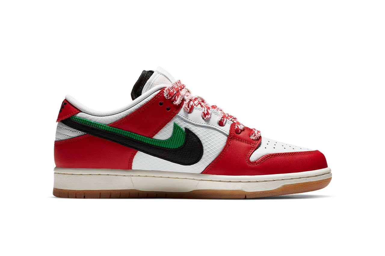 frame skate nike sb dunk low habibi CT2550 600 red white green black gum release date info photos price store list buying guide