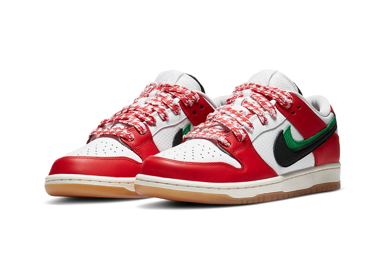 frame skate nike sb dunk low habibi CT2550 600 red white green black gum release date info photos price store list buying guide