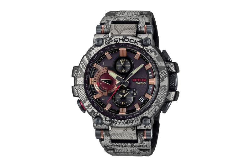 Wildlife Promising G SHOCK MTGB1000WLP1 Rock Python casio watches watch accessories collaboration snakeskin fall winter 2020 collection fw20 capsule 