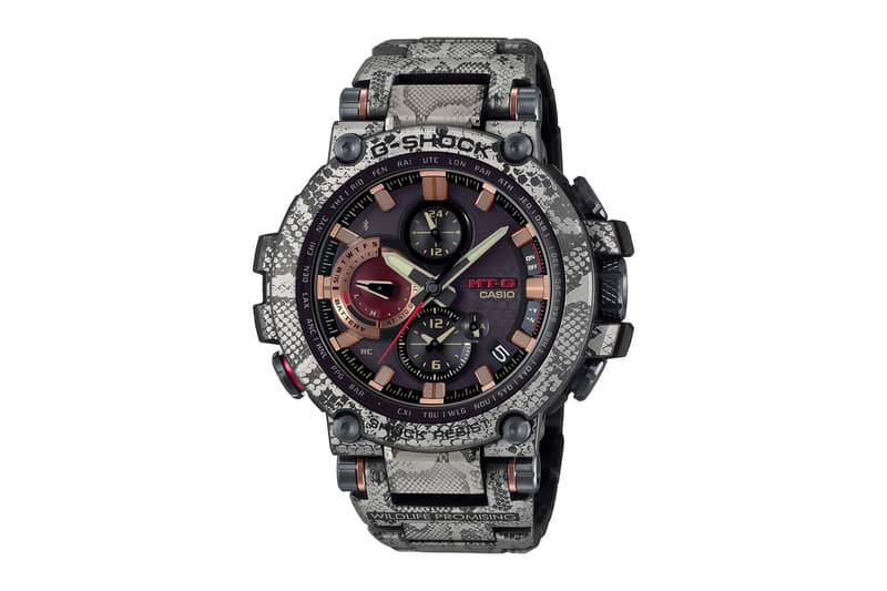 Wildlife Promising G SHOCK MTGB1000WLP1 Rock Python casio watches watch accessories collaboration snakeskin fall winter 2020 collection fw20 capsule