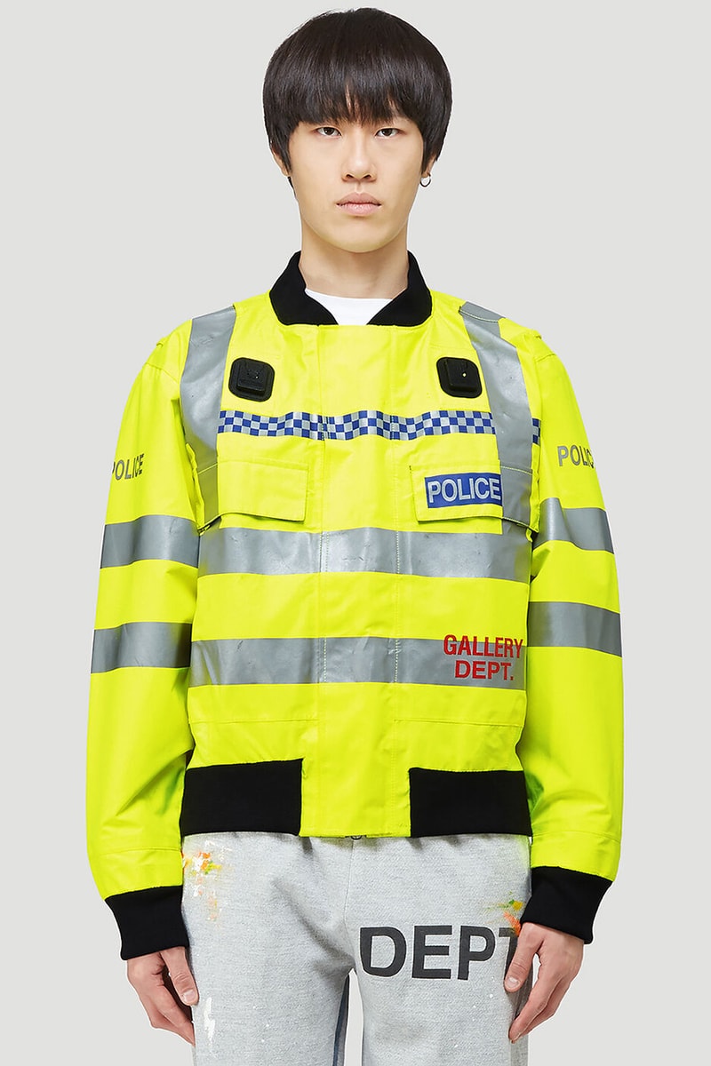 GALLERY DEPT. Toxic Bomber Jacket Police Uniform LN-CC Fluorescent Hi-Vis Yellow Graphics Outwear Mens Womens Unisex Fall Winter 2020 FW20 Josué Thomas