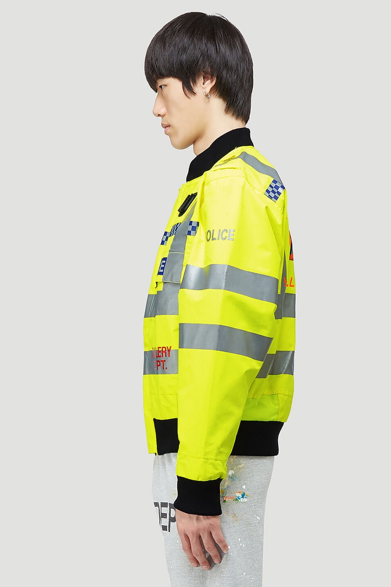 GALLERY DEPT. Toxic Bomber Jacket Police Uniform LN-CC Fluorescent Hi-Vis Yellow Graphics Outwear Mens Womens Unisex Fall Winter 2020 FW20 Josué Thomas