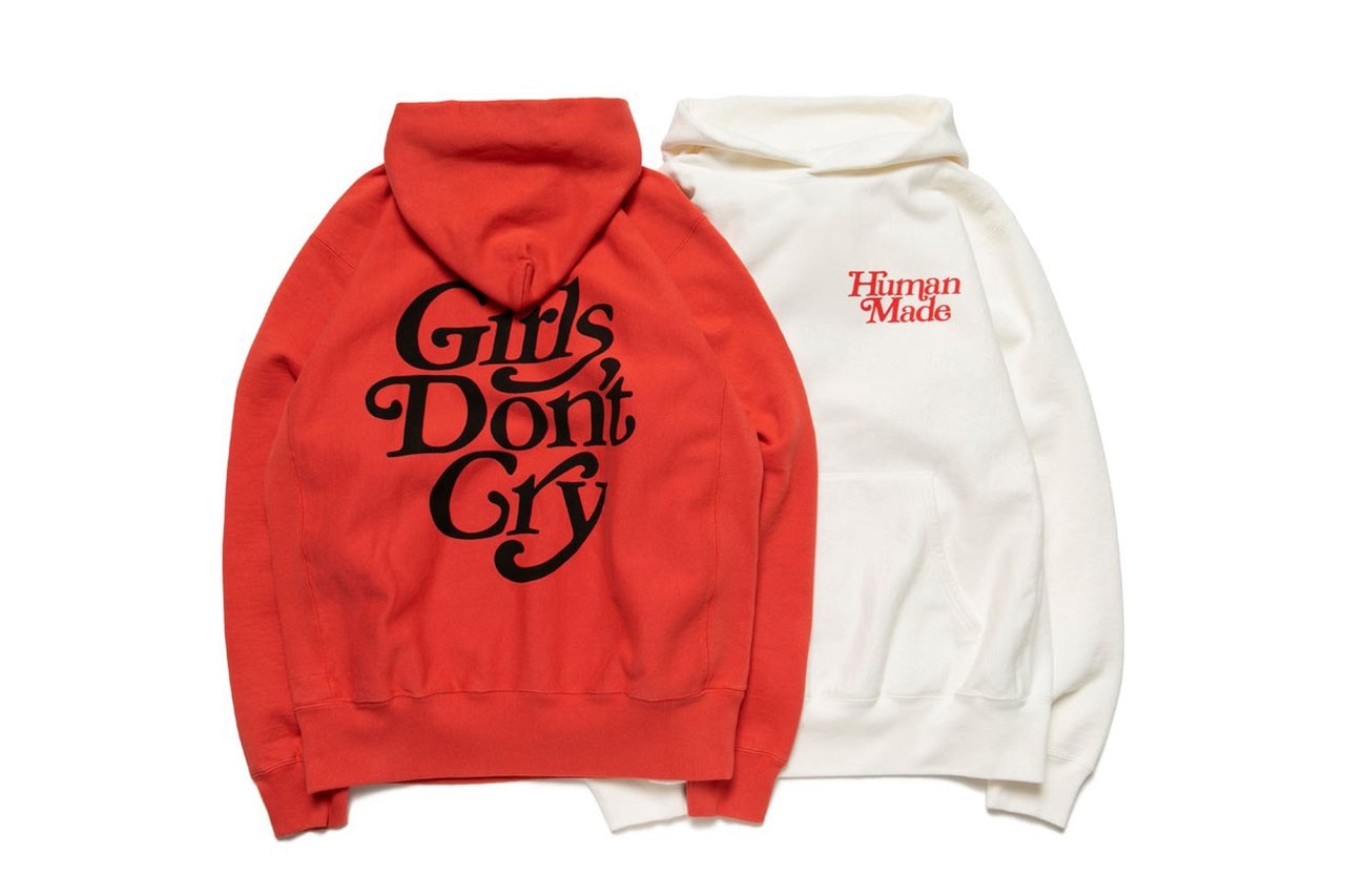 Girls Don't Cry x HUMAN MADE Fall Winter 2020 FW20 Collaboration Verdy NIGO Japanese Designers Streetwear Elevated Essentials Varsity Jacket Borg Fleece Hoodies T-Shirts Sweaters Caps Tote Bags Lifestyle Accessories 
