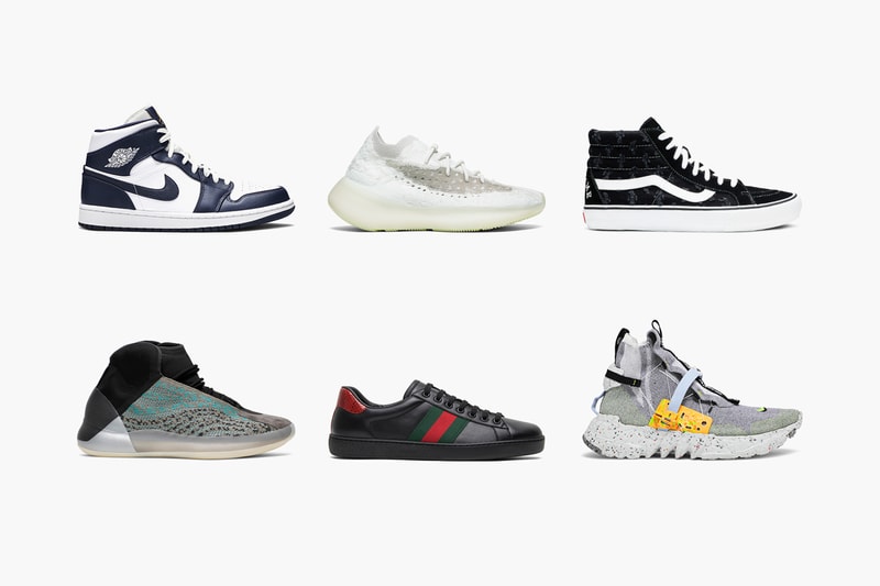 Supreme x Sk8-Hi "Black Hole Punch Denim", Air Zoom Spiridon Cage 2 "Barely Volt", Space Hippie 03 "Grey Volt", Yeezy Boost 380 "Calcite Glow", LeBron 18 EP "Lakers", Yeezy Quantum "Teal Blue", Gucci Ace Leather "Black", Air Jordan 1 Mid "Obsidian", Wmns Run Star Hike High "Black Saffron Yellow"