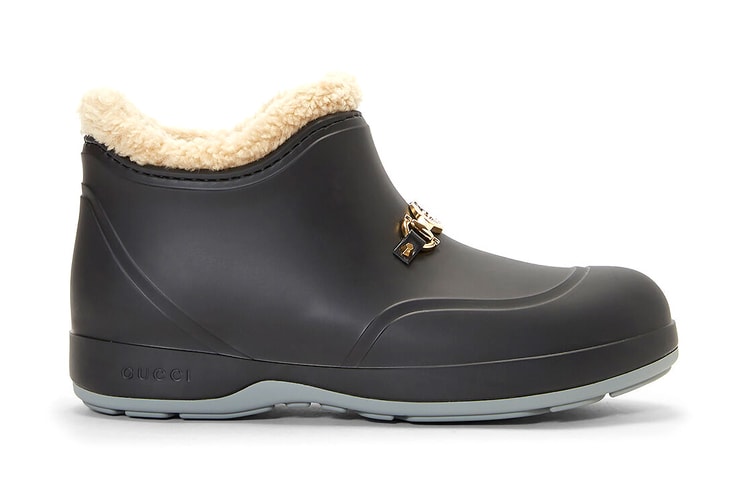 Gucci Wants You To Get Cozy in Its Rubber and Shearling Horsebit Ankle Wellies