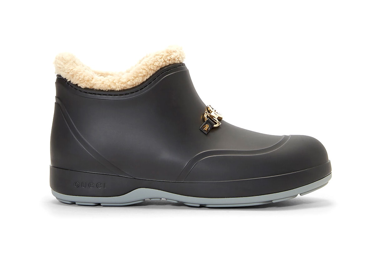 Gucci Horsebit Ankle Boots Black Rubber Wellington Boot Wellies Alessandro Michele FW20 Fall Winter 2020 Shearling Interior Lining Cozy Footwear Shoe Indoors