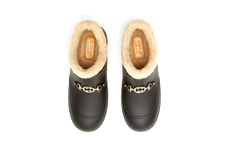 Gucci Horsebit Ankle Boots Black Rubber Wellington Boot Wellies Alessandro Michele FW20 Fall Winter 2020 Shearling Interior Lining Cozy Footwear Shoe Indoors