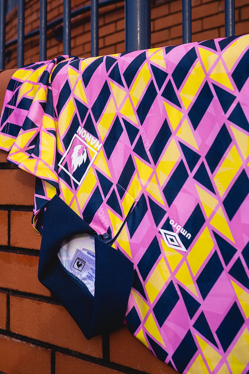 hanon scotland silver city 90 umbro football shirt jersey release information pink yellow blue grey