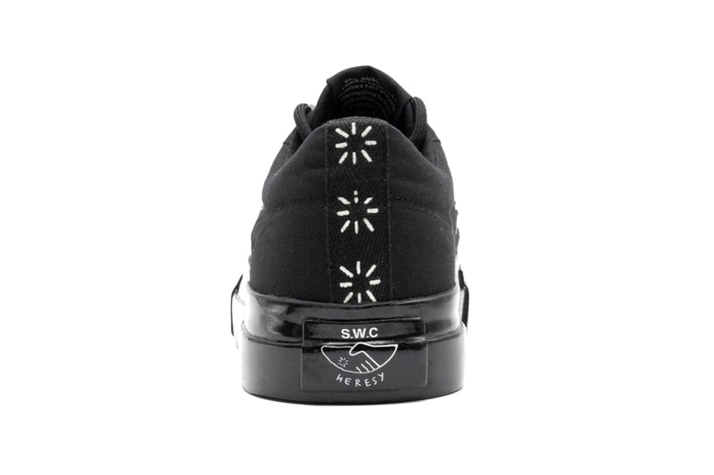 Heresy x Stepney Workers Club Dellow Sneaker Collaboration First Closer Look Release Information Drop Date Black White 441778 SWC London Based Brands Mythical Folklore 