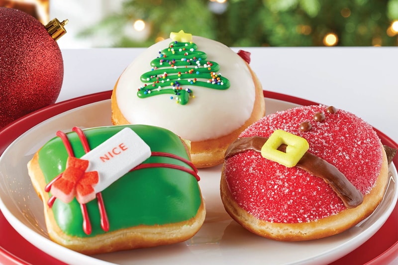Krispy Kreme Readies for X-Mas With a Trio of Holiday Donuts Festive Tree Donut doughnut Present Donut Santa Belly Donut holidays delivery driver Christmas snacks 