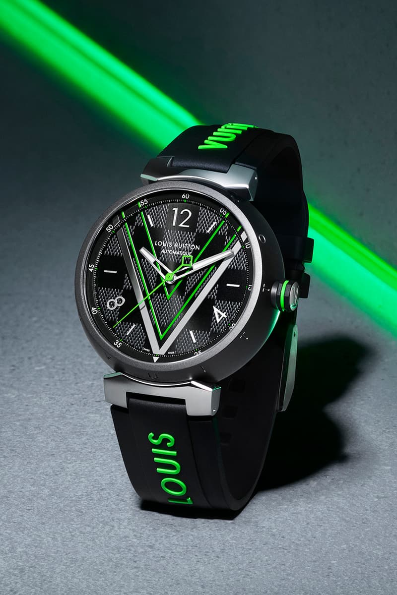 Louis Vuitton Tambour Graphite Damier Chronograph watch timepiece collection color virgil abloh menswear