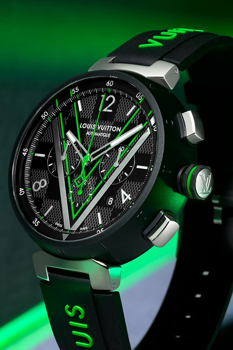 Louis Vuitton Tambour Graphite Damier Chronograph watch timepiece collection color virgil abloh menswear