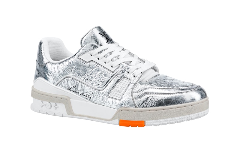 Louis Vuitton LV Trainer Metallic Silver menswear streetwear kicks runners footwear shoes sneakers fall winter 2020 collection virgil abloh
